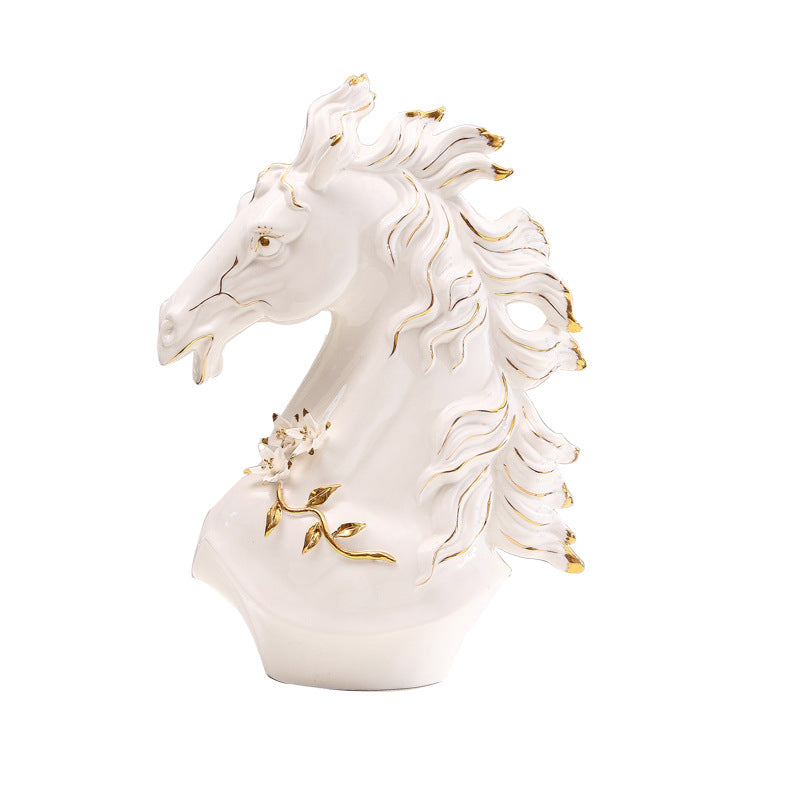 Premium Creative Horse Head Ceramic Art Craft Figurine – Decorative Home & Office Ornament for Living Room, Office & Grand Opening Gifts