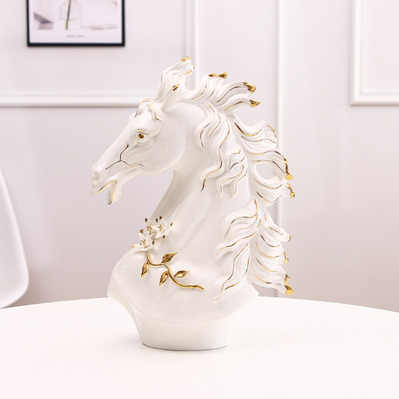 Premium Creative Horse Head Ceramic Art Craft Figurine – Decorative Home & Office Ornament for Living Room, Office & Grand Opening Gifts